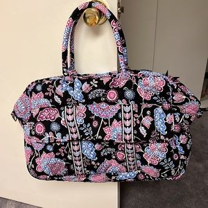 NEW Vera Bradley Large Travel Duffel Bag in Performance Twill - Pink and Black